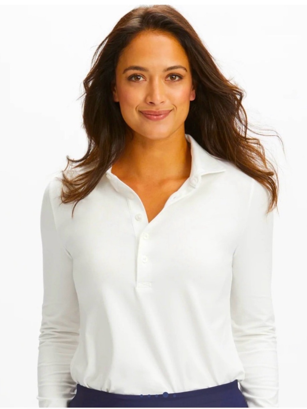 Renwick Golf‎ Solid White Pima Cotton Long Sleeve Stretch Polo